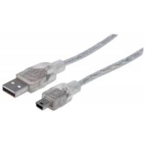 CABLE USB V2.0 A-MINI B 1.8M PLATA