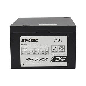 FUENTE DE PODER EVOTEC 600 WATT NEGRO 2 SATA 24 PIN P4